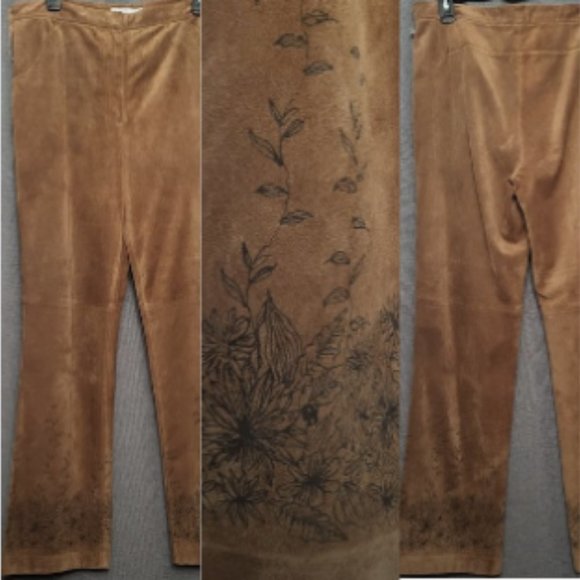 Genuine Leather High rise pants Size 12 Brown sustainable affordable fashion - Picture 1 of 11